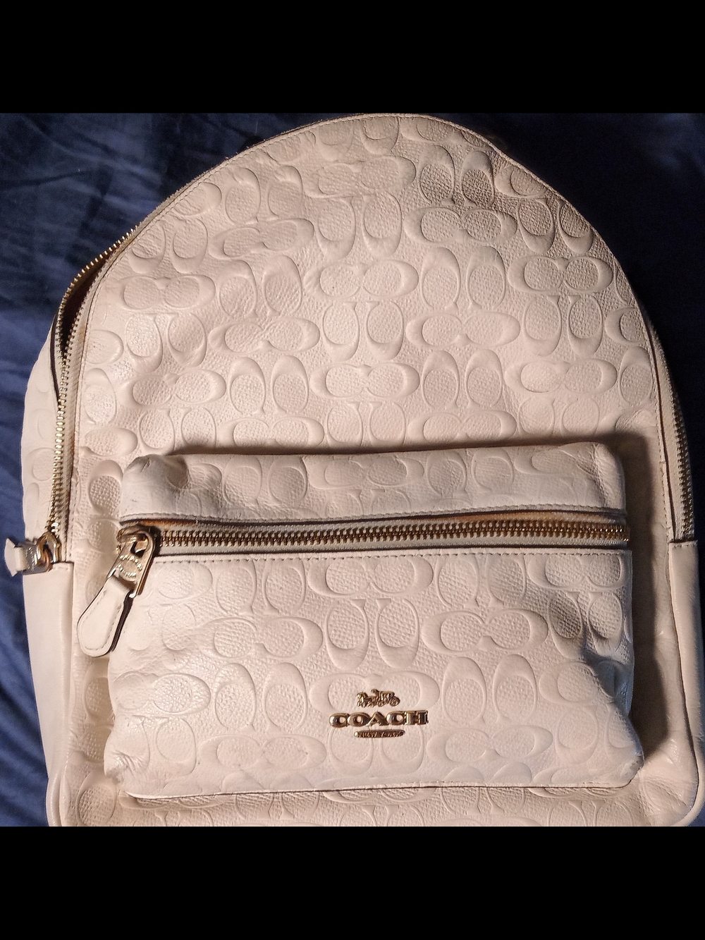 Coach Charlie Pebbled Signature Mini Backpack in Cream